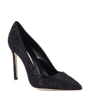 Manolo Blahnik BB Laser-Cut Jacquard Black Pumps